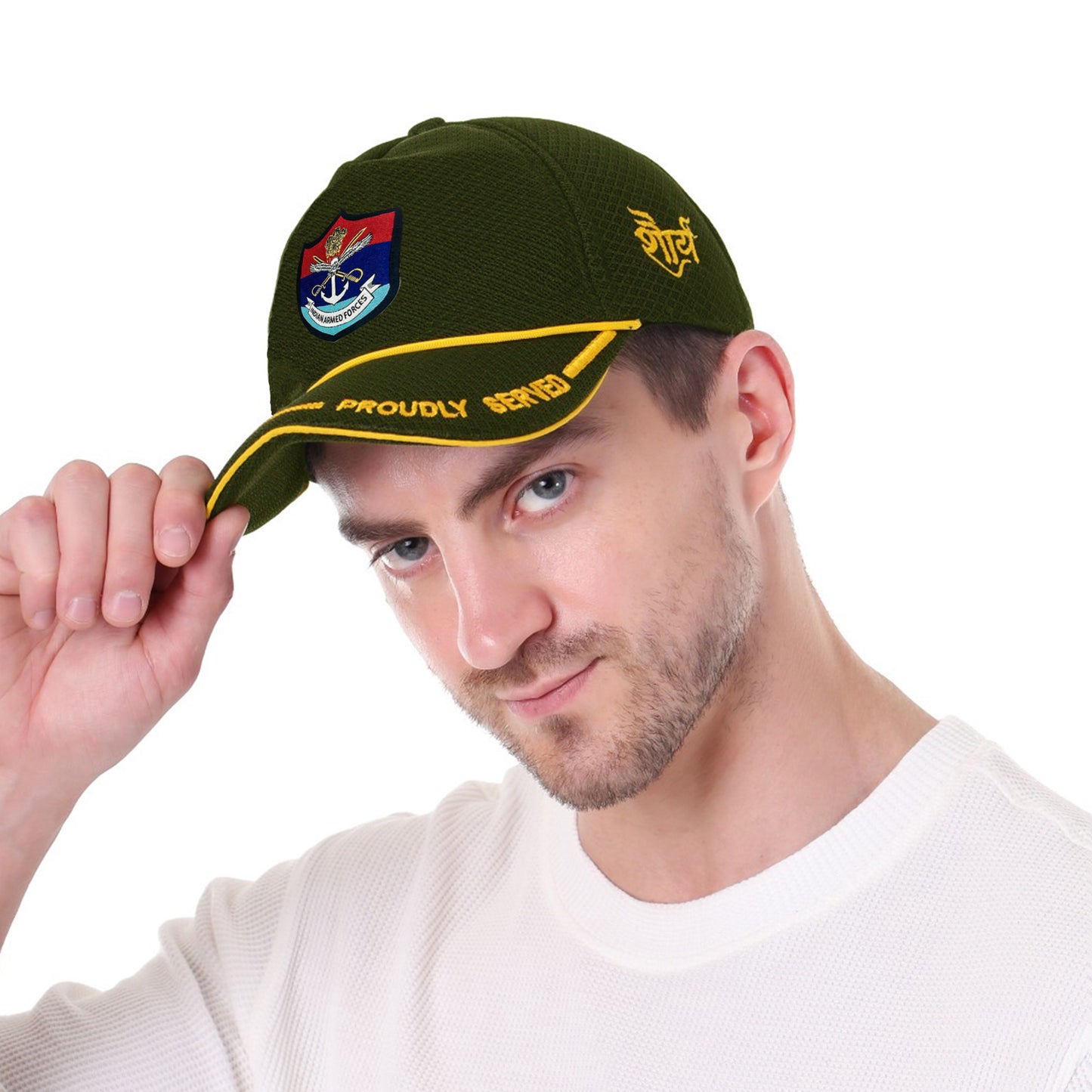 Indian Armed Forces (Olive Green, Proudly Served) Baseball Cap for Veterans