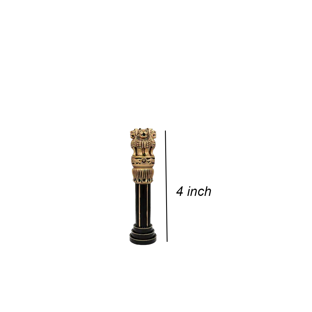 BLACK AND GOLD BRASS POLISHED WOODEN ASHOKA STAMBH 4"