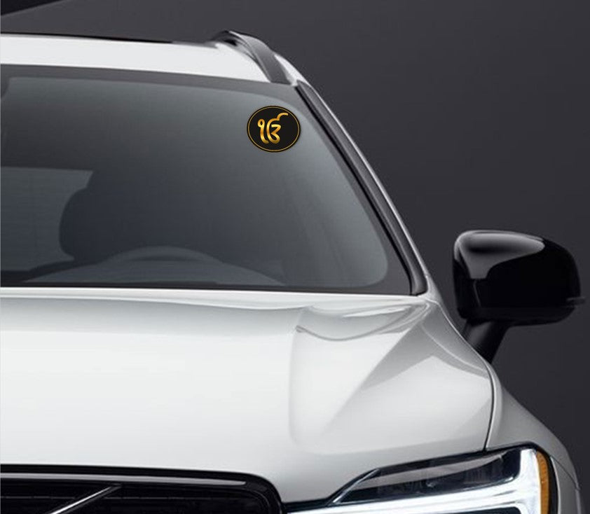 IK ONKAR Windshield Front Gumming Vinyl Stickers/Decals for Inside Pasting (Pack of 7)