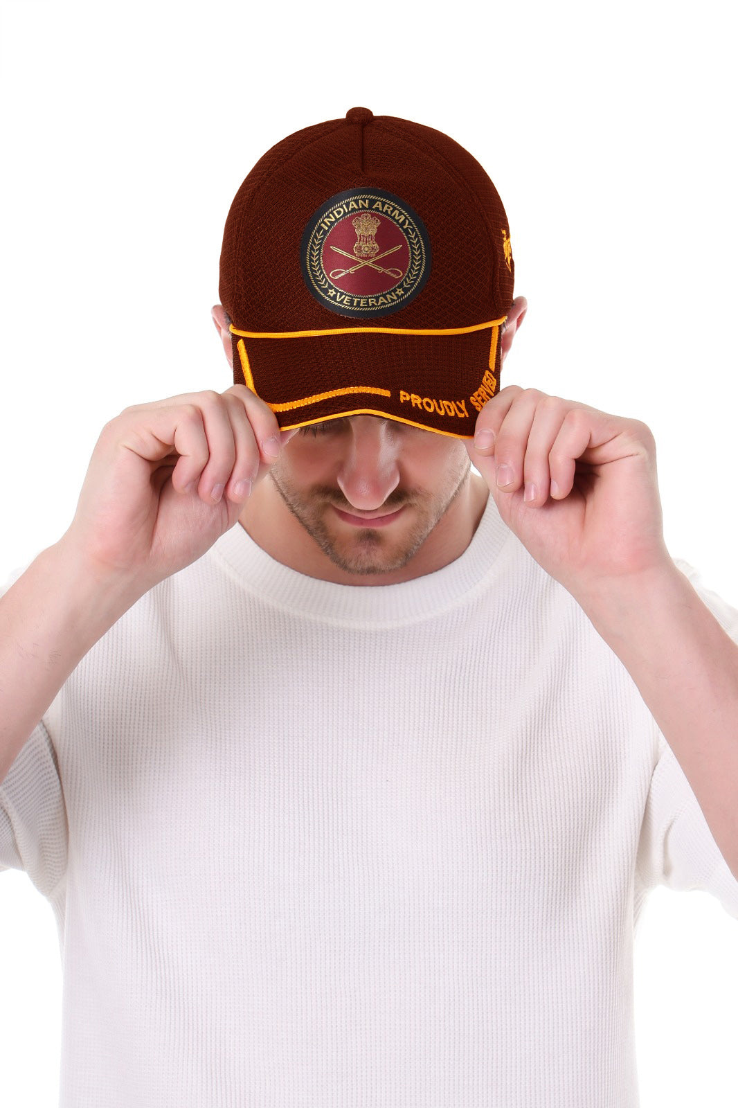 Baseball Cap for Indian Army Veterans (Maroon, Proudly Served)