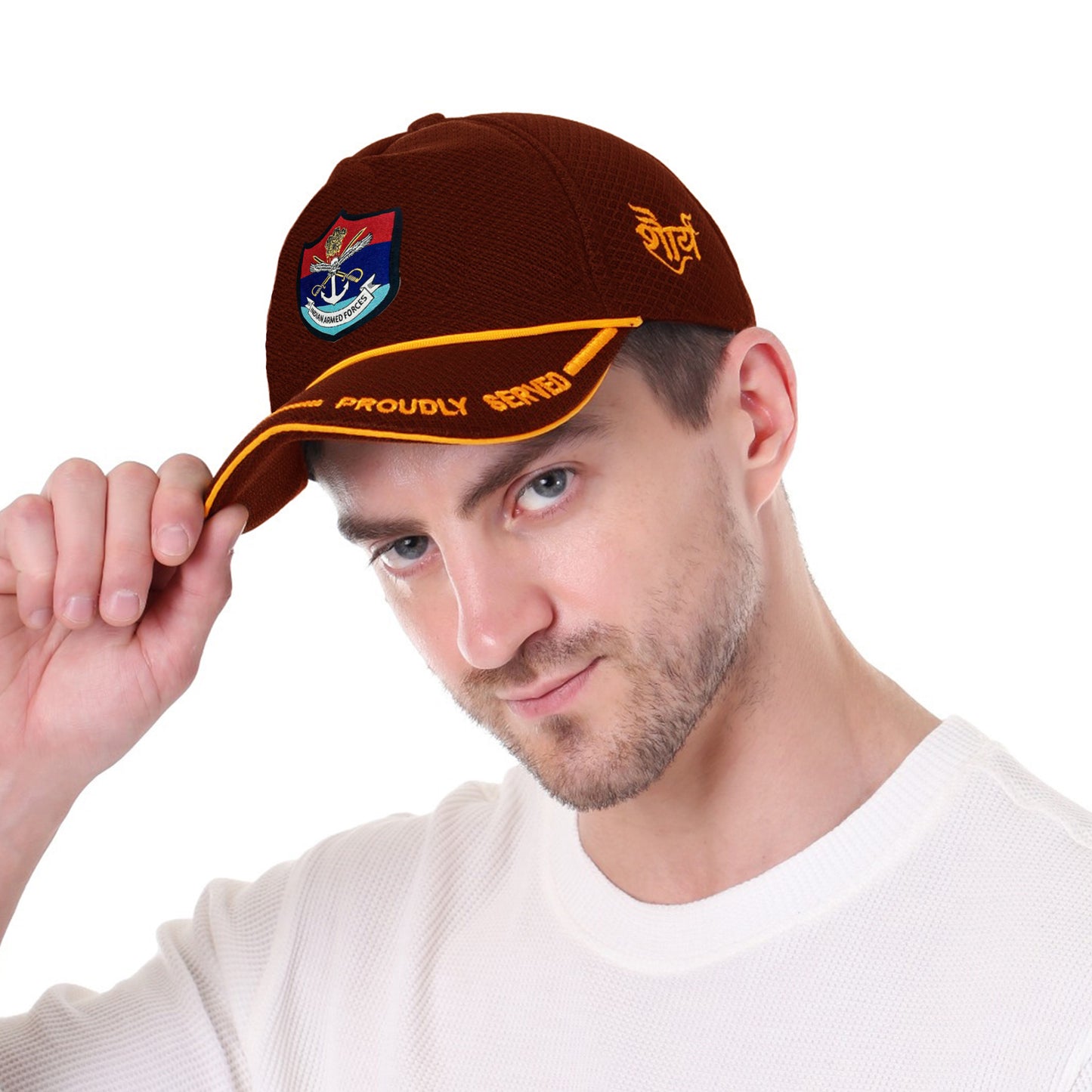 INDIAN ARMED FORCES (MAROON ,PROUDLY SERVED) BASEBALL CAP