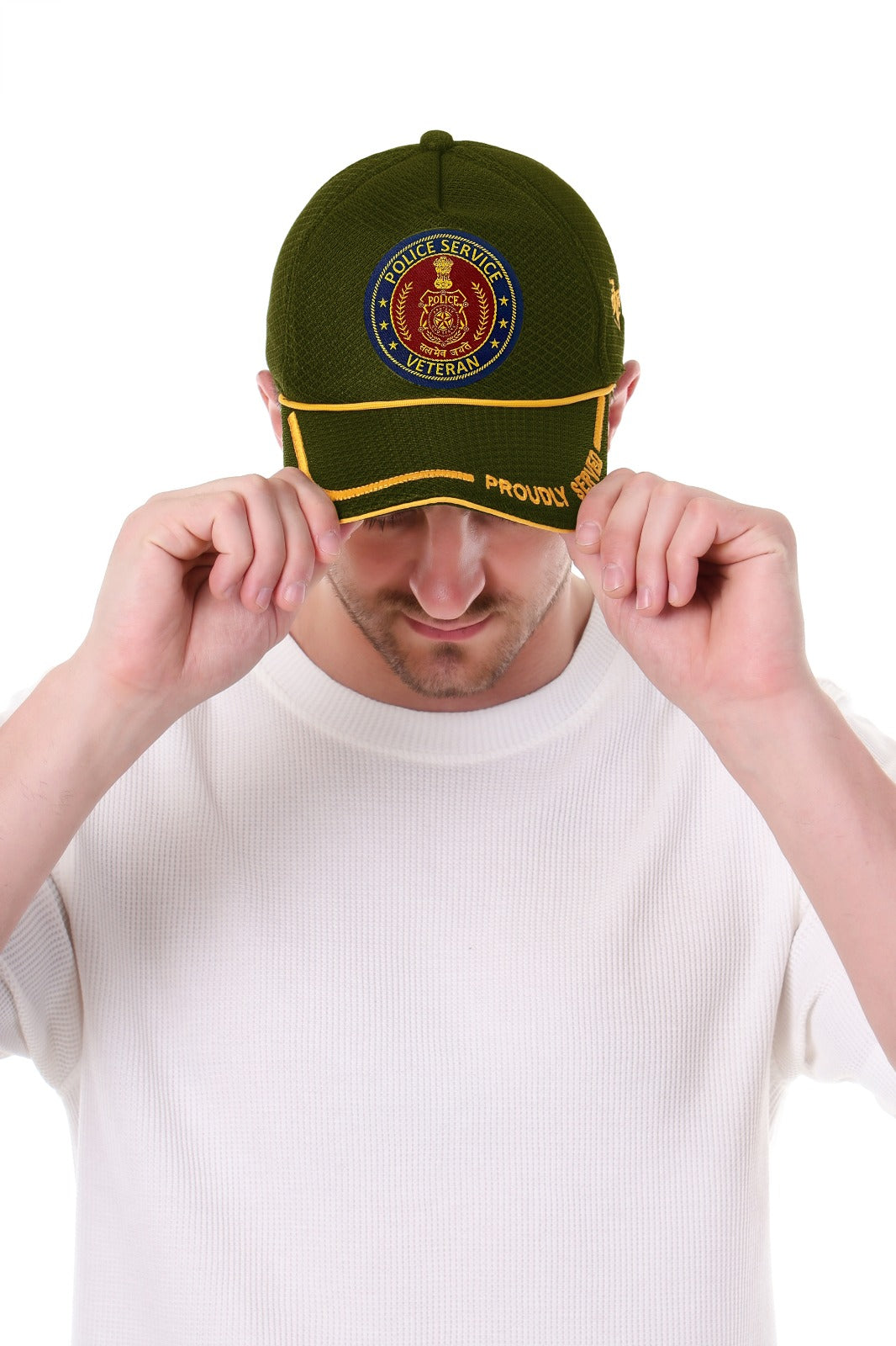 POLICE SERVICE (Olive Green, Proudly Served) Baseball Cap for Veterans