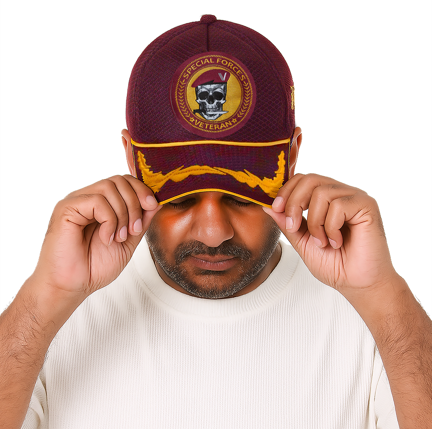 Premium Baseball Cap for the Veterans of Special Forces (Maroon, Officer)