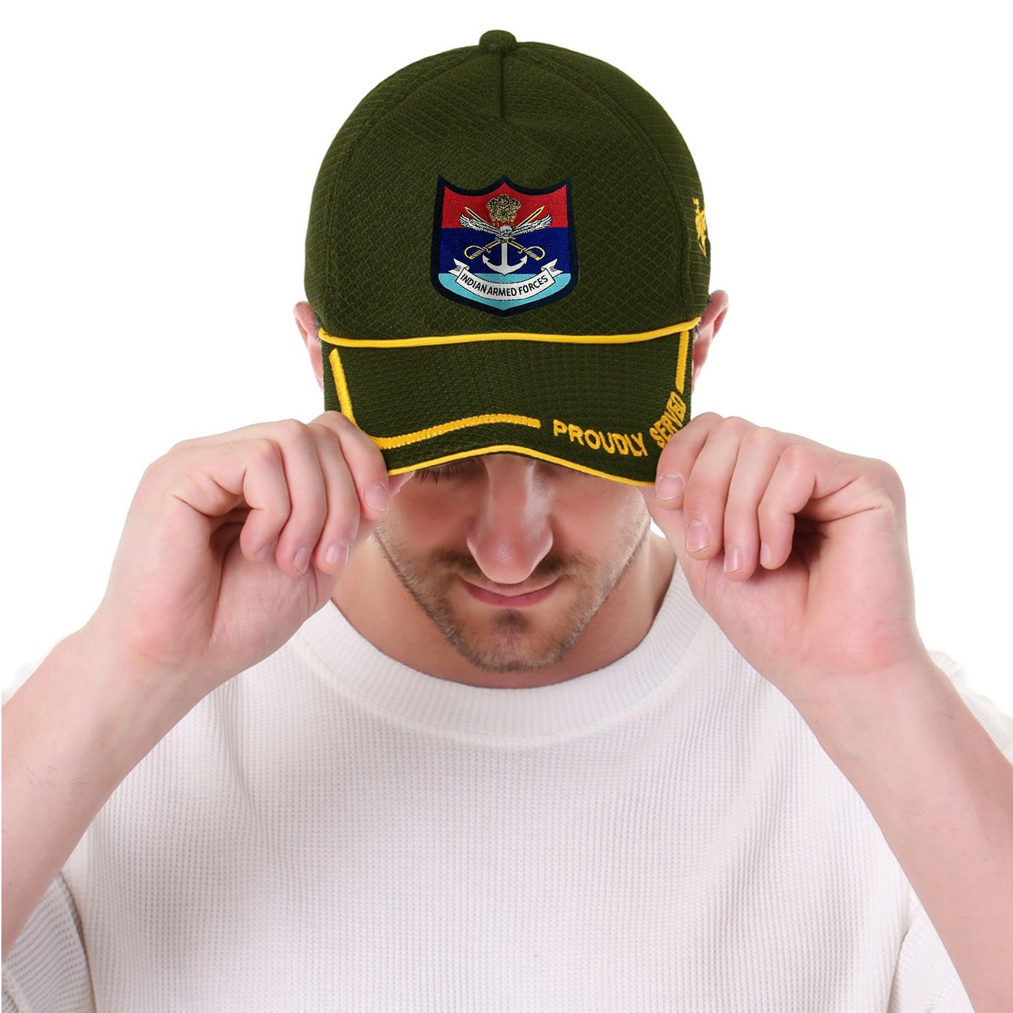 Indian Armed Forces (Olive Green, Proudly Served) Baseball Cap for Veterans