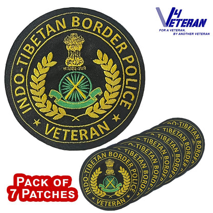 ITBP Veteran Iron-On Woven/ Embroidered Patches (DIY) for T-Shirts, Bags, Tracksuits & Waistcoats (Pack of 7)