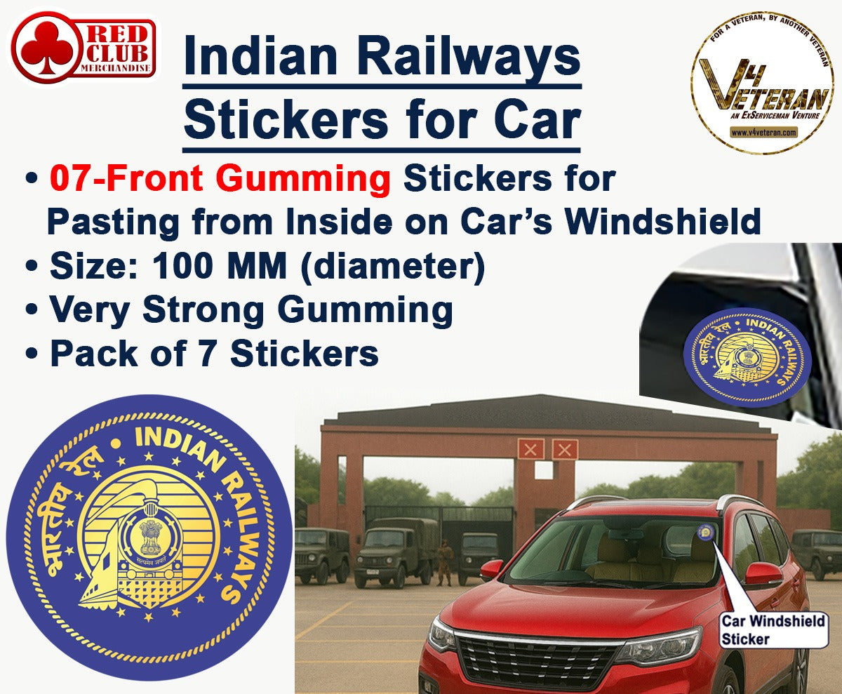INDIAN RAILWAY Veteran Windshield Front Gumming Vinyl Stickers/Decals for Inside Pasting (Pack of 7)