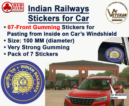 INDIAN RAILWAY Veteran Windshield Front Gumming Vinyl Stickers/Decals for Inside Pasting (Pack of 7)