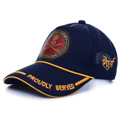 INDIAN ARMED FORCES BASEBALL CAP (PROUDLY SERVED, BLUE)