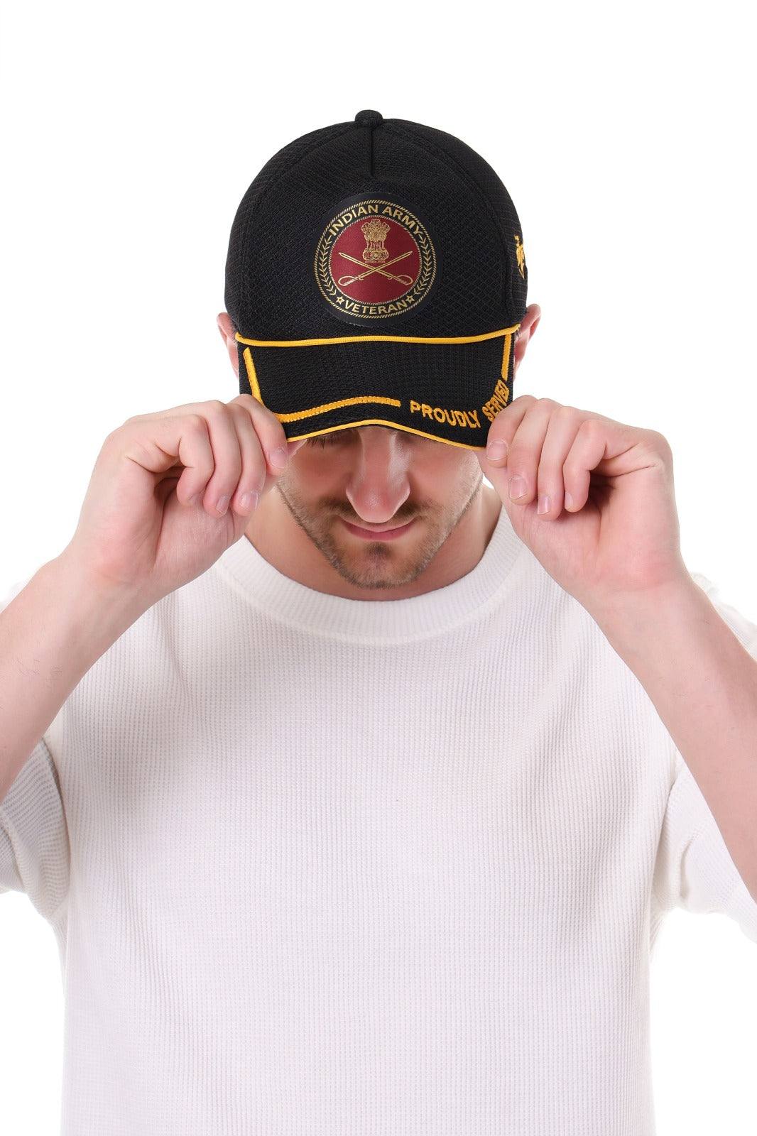 Indian Army (Black, Proudly Served) Baseball Cap for Veterans