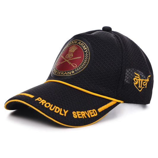 Indian Army (Black, Proudly Served) Baseball Cap for Veterans