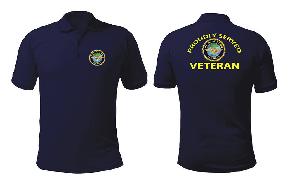 T-Shirts for Indian Navy Veterans (Dri-Fit Polo, Naval Aviation, Dark Blue)