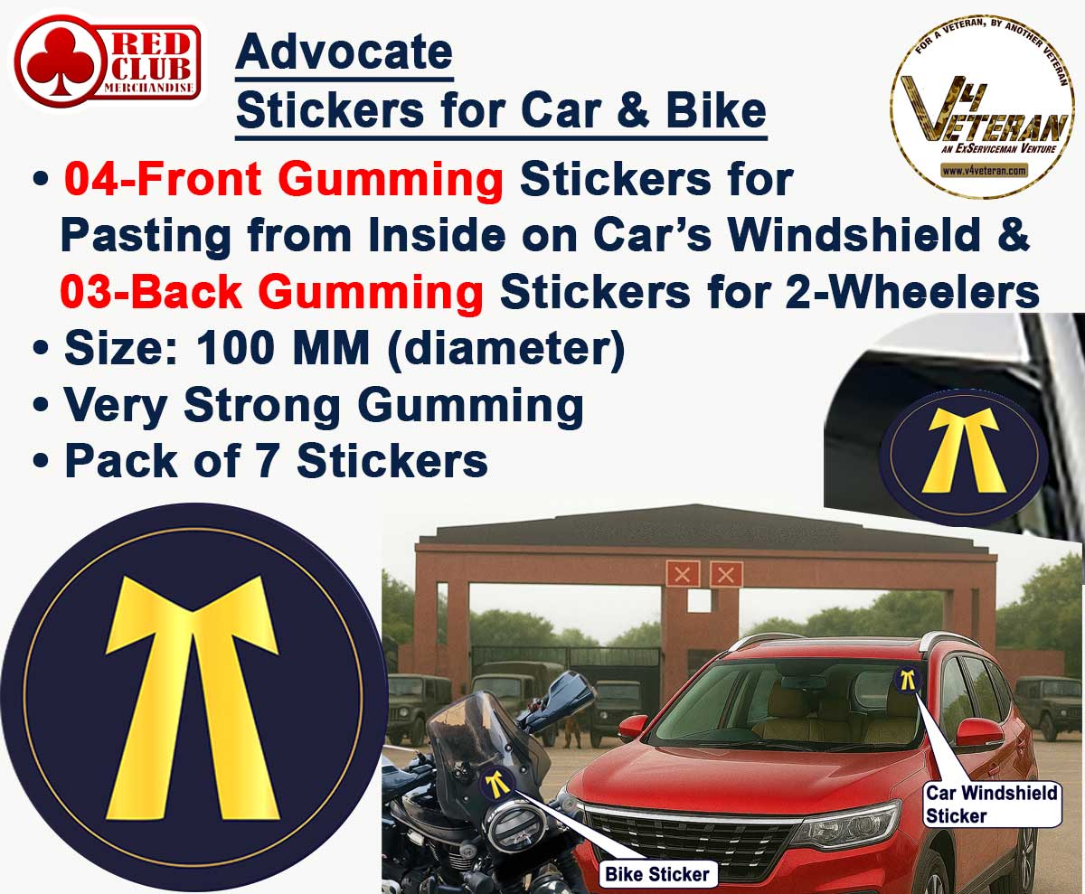 Advocate - Car & Bike Stickers – 4 Inside Glass for Cars + 3 Back Gumming for 2-Wheelers (7 pcs)