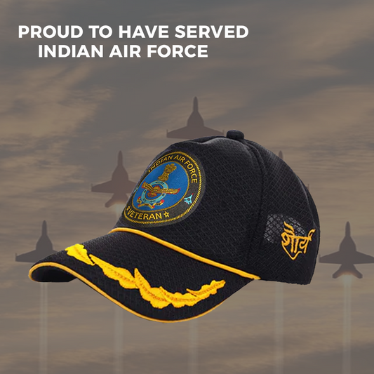 Indian Air force (Black) Officers' Baseball Cap for Veterans