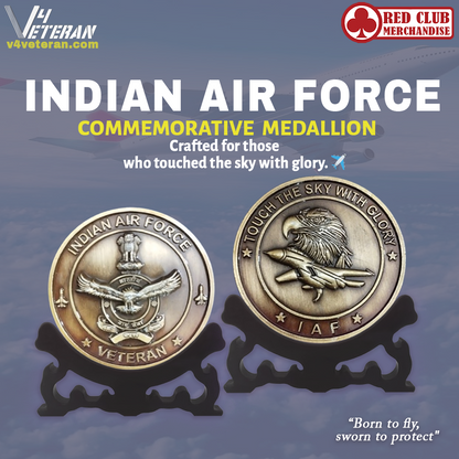 Indian Air Force Medallion (2.5 inch, Golden)