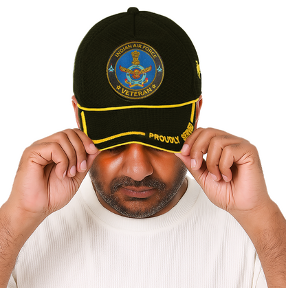 Indian Air force (Black) Proudly Served Baseball Cap for Veterans