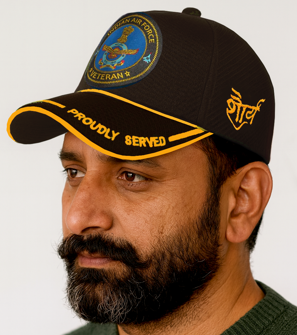 Indian Air force (Black) Proudly Served Baseball Cap for Veterans