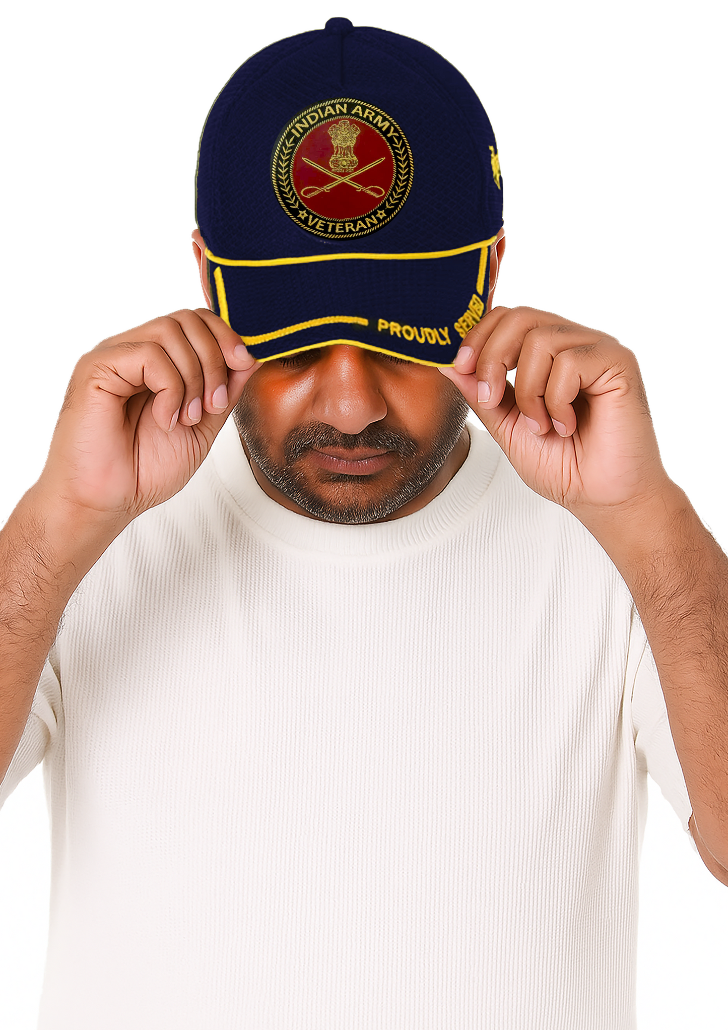 Indian Army-Proudly Served (Blue) Veterans Baseball Cap