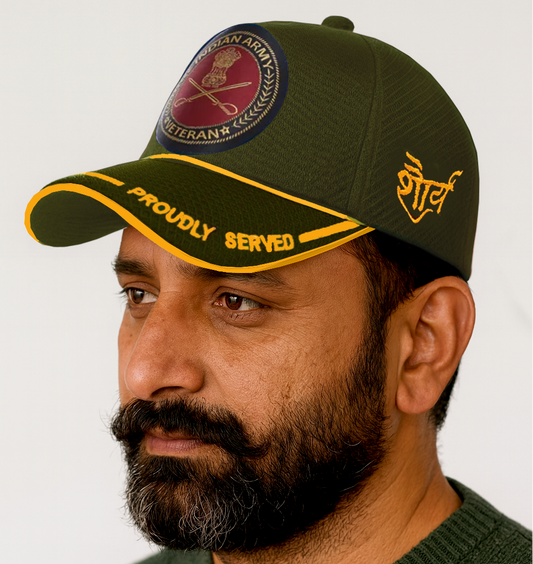 Indian Army-Proudly Served (Olive Green) Veterans Baseball Cap