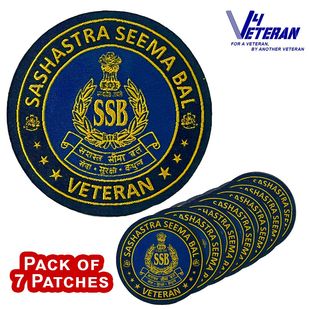 SSB Veteran Iron-On Woven/ Embroidered Patches (DIY) for T-Shirts, Bags, Tracksuits & Waistcoats (Pack of 7)