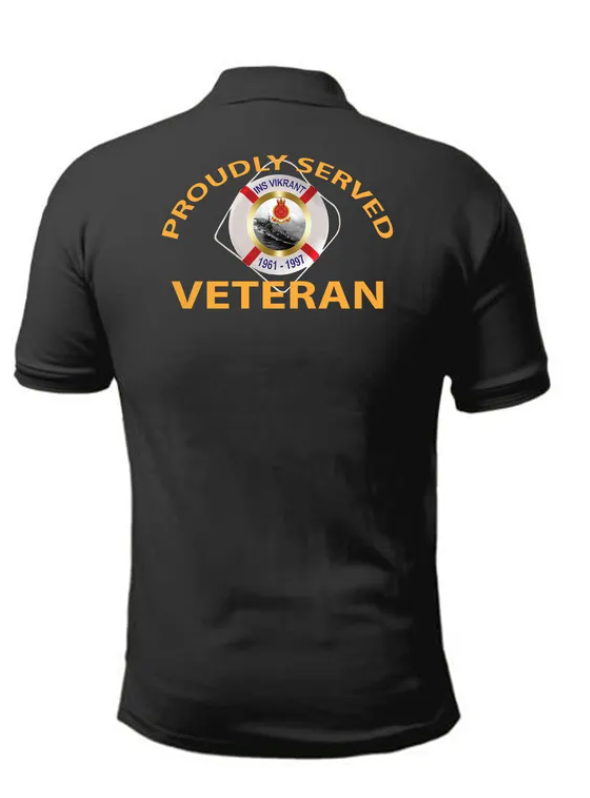 T-Shirts for Indian Navy Veterans (Dri-Fit Polo, Vikrant, Black)