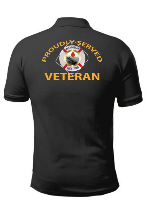 T-Shirts for Indian Navy Veterans (Dri-Fit Polo, Vikrant, Black)