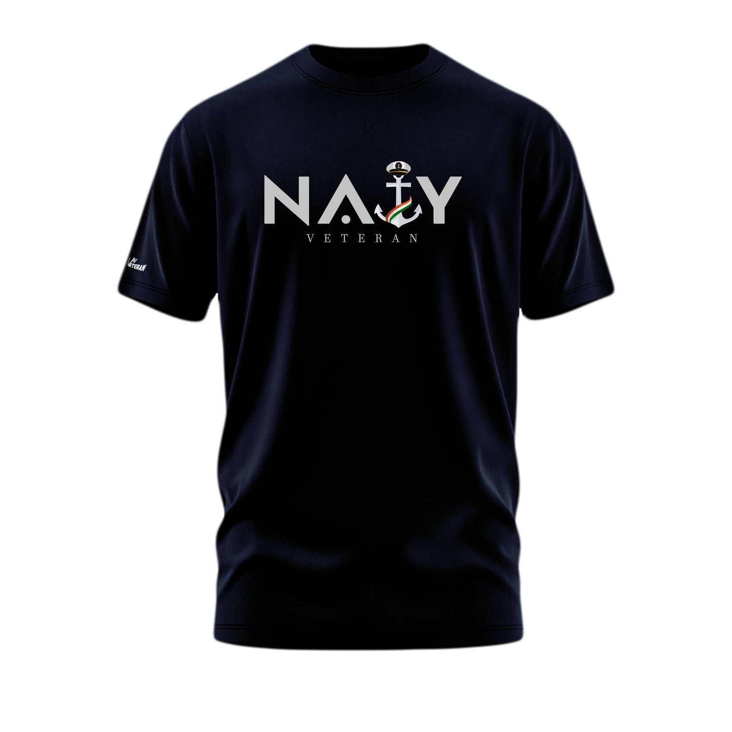 Navy Veteran Anchor Emblem T-Shirt – Black Round Neck