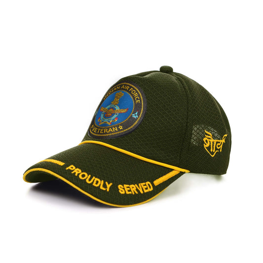 Indian Air Force (Olive Green, Proudly Served) Baseball Cap for Veterans