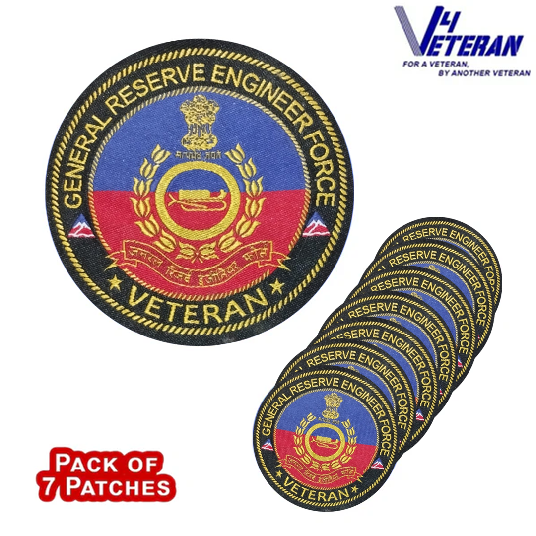 GREF Veteran Iron-On Woven/ Embroidered Patches (DIY) for T-Shirts, Bags, Tracksuits & Waistcoats (Pack of 7)