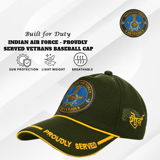 Indian Air force (Olive Green) Proudly Served Baseball Cap for Veterans