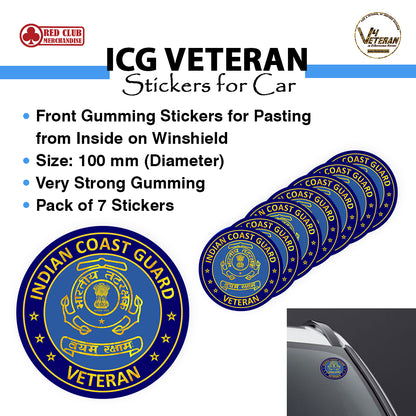 ICG Veteran Windshield Front Gumming Vinyl Stickers/Decals for Inside Pasting (Pack of 7)