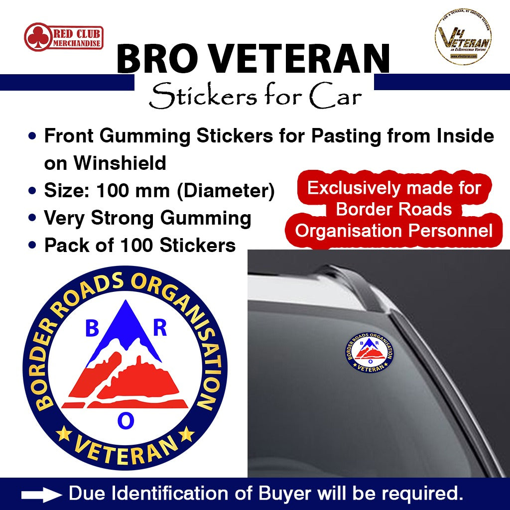 BRO Veteran Windshield Front Gumming Vinyl Stickers/Decals for Inside Pasting (Pack of 7)