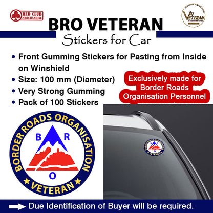 BRO Veteran Windshield Front Gumming Vinyl Stickers/Decals for Inside Pasting (Pack of 7)