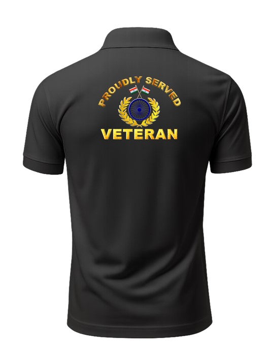 CRPF Veteran "Proudly Served" Black Polo Shirt