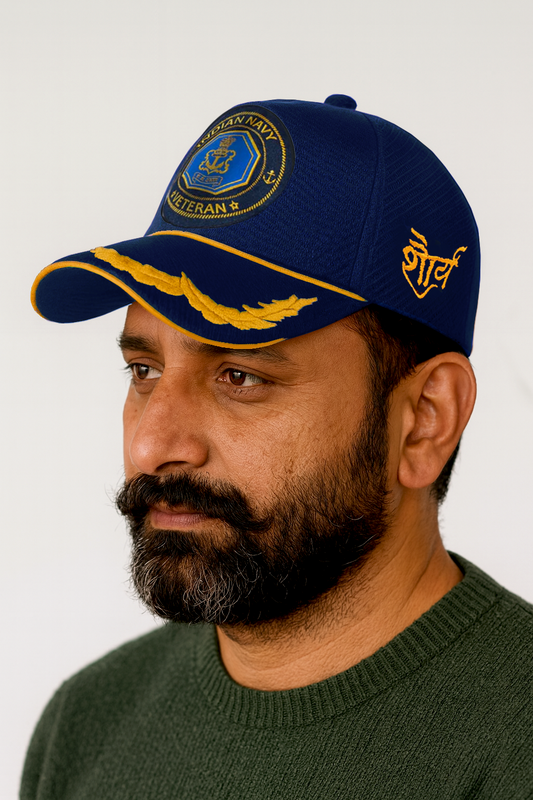 Premium Baseball Cap for the Veterans of Indian Navy, (Blue, Officer)