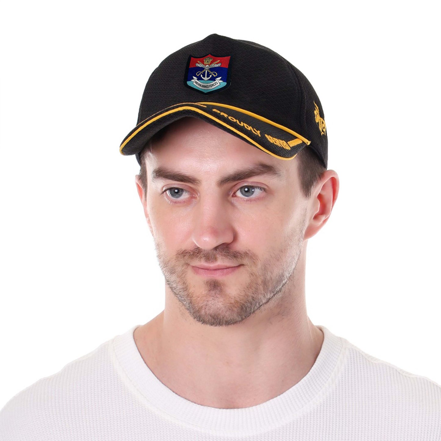 INDIAN ARMED FORCES (Black, Proudly Served) Baseball Cap for Veterans