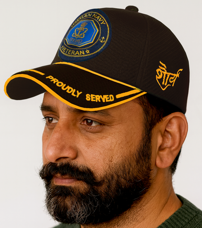Indian Navy-Proudly Served (Black) Veterans Baseball Cap