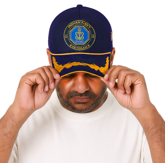 Premium Baseball Cap for the Veterans of Indian Navy, (Blue, Officer)