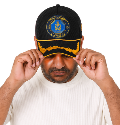 Indian Navy Officers' (Black) Veterans Baseball Cap