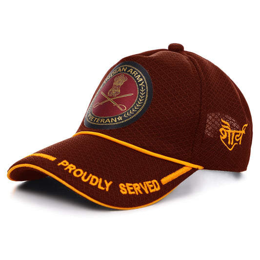 Baseball Cap for Indian Army Veterans (Maroon, Proudly Served)