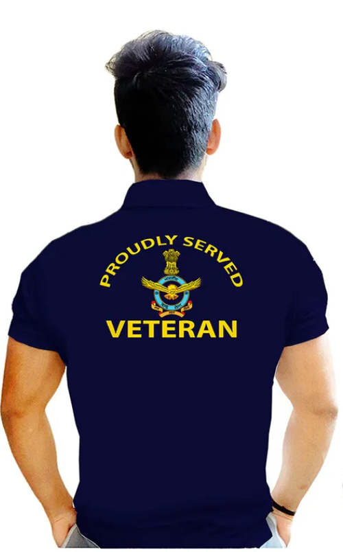 T-Shirts for Indian Air Force Veterans (Dri-Fit Polo, Crest, Dark Blue)