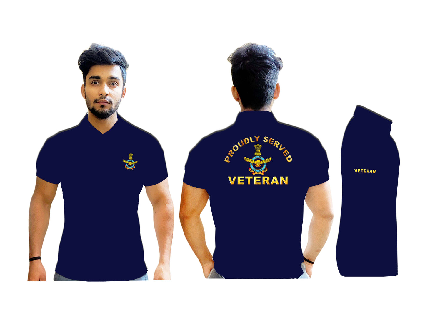 T-Shirts for Indian Air Force Veterans (Dri-Fit Polo, Crest, Black)