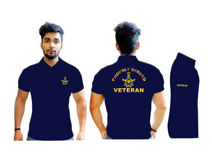 T-Shirts for Indian Air Force Veterans (Dri-Fit Polo, Crest, Dark Blue)