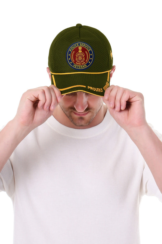 POLICE SERVICE (Olive Green, Proudly Served) Baseball Cap for Veterans