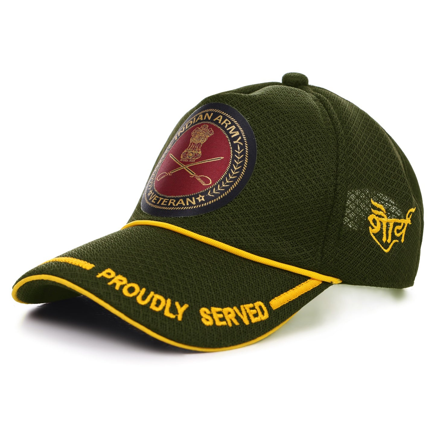 Indian Army (Olive Green, Proudly Served) Baseball Cap for Veterans