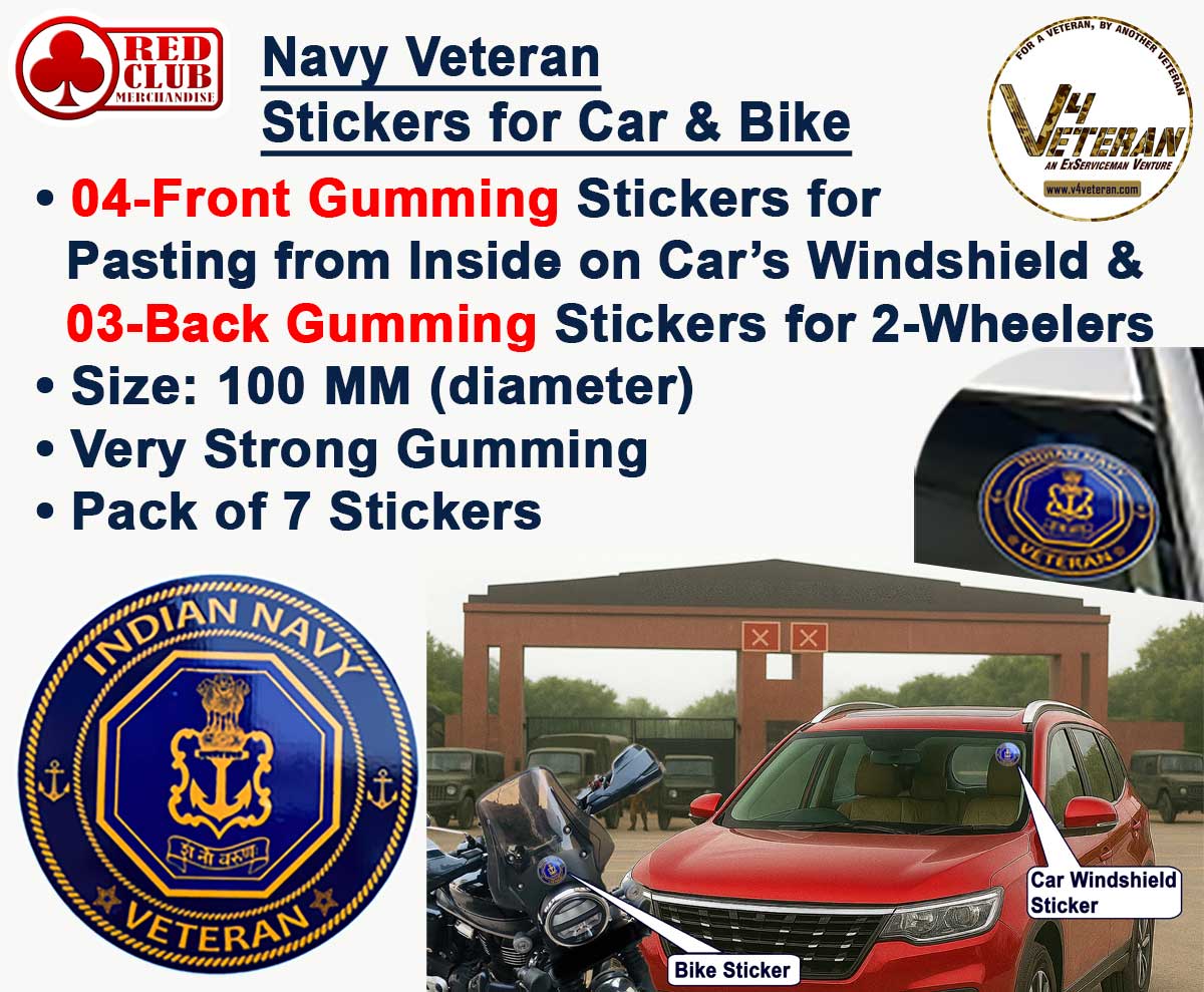 Navy Veteran Car & Bike Stickers – 4 Inside Glass for Cars + 3 Back Gumming for 2-Wheelers (7 pcs)