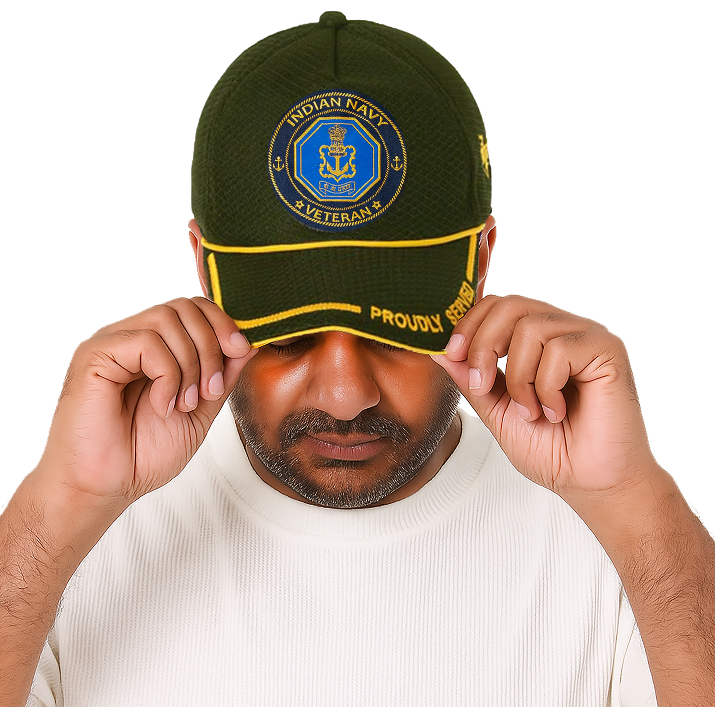 Indian Navy (Olive Green) Proudly Served Baseball Cap for Veterans