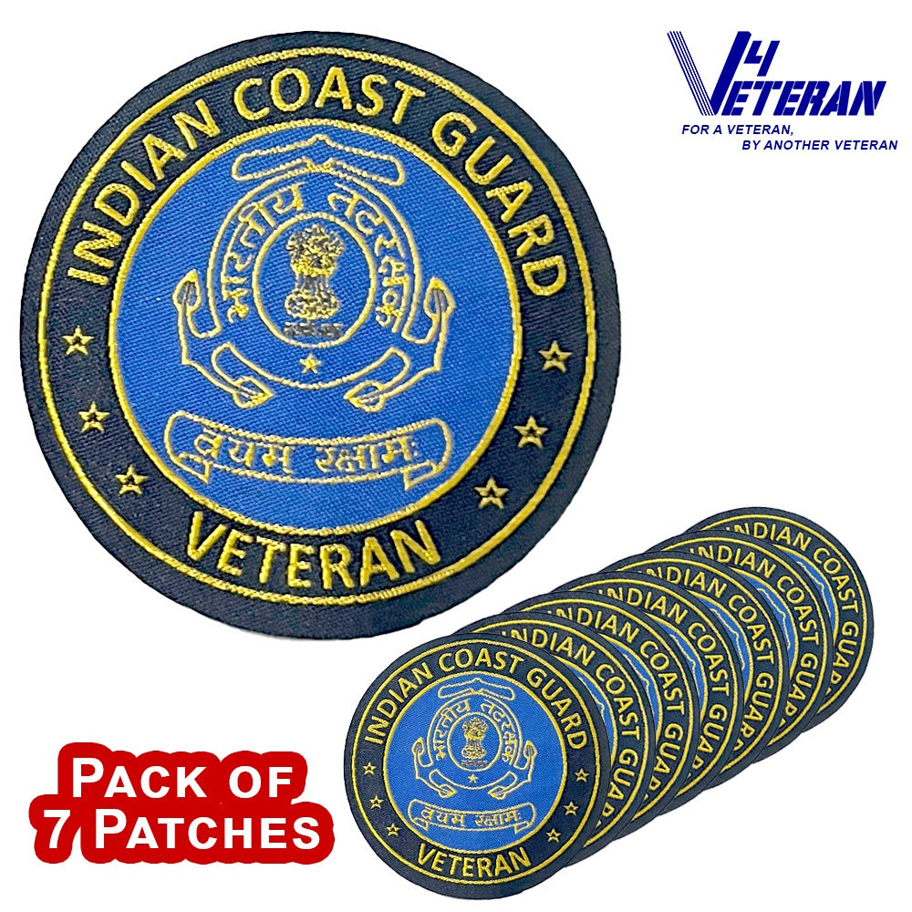 ICG Veteran Iron-On Woven/ Embroidered Patches (DIY) for T-Shirts, Bags, Tracksuits & Waistcoats (Pack of 7)