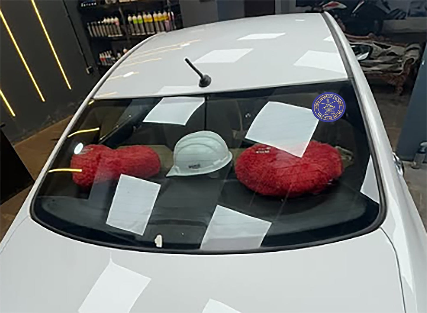 INDIAN ORDNANCE FACTORIES Windshield Front Gumming Vinyl Stickers/Decals for Inside Pasting (Pack of 7)