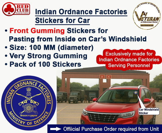 INDIAN ORDNANCE FACTORIES Windshield Front Gumming Vinyl Stickers/Decals for Inside Pasting (Pack of 7)