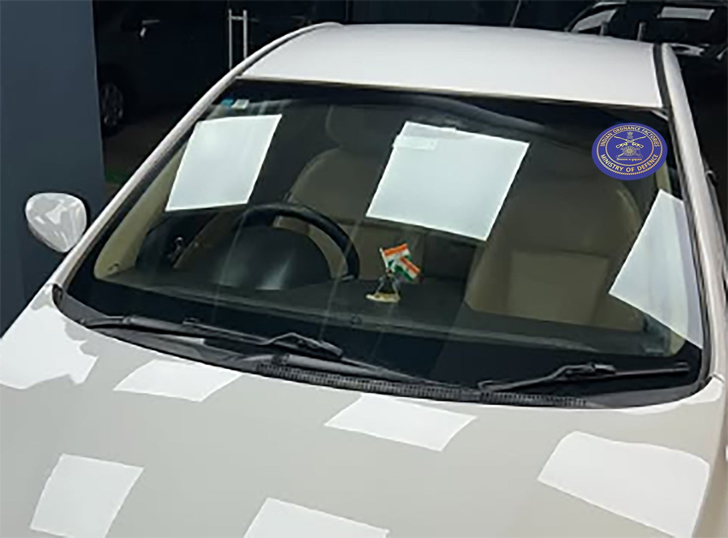 INDIAN ORDNANCE FACTORIES Windshield Front Gumming Vinyl Stickers/Decals for Inside Pasting (Pack of 7)